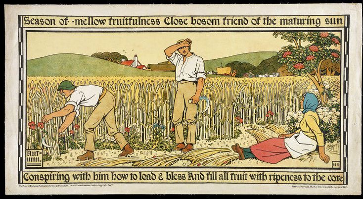 an old poster with people working in the field