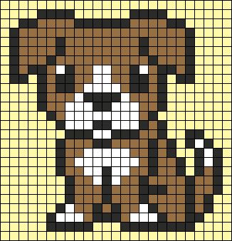 a cross stitch pattern with a dog's face on the front and back side