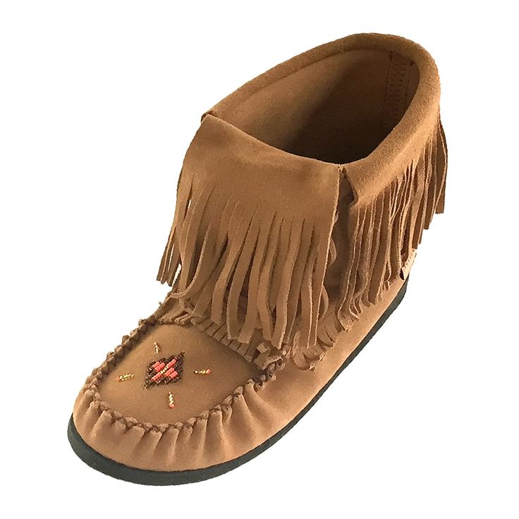 Women's Genuine Suede Fringed Moccasin Boots Womens Moccasin Boots, Fringe Moccasin Boots, Leather Boots Ankle, Double Fringe, Native Regalia, Moccasin Pattern, Fringe Moccasins, Beaded Moccasins, Moccasins Women