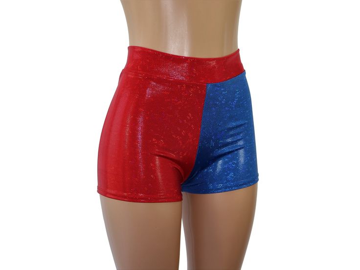 These shorts feature a holographic red and blue spandex.  The shorts have a flattering high waist and a modest full coverage length.   SIZING INFO ⭐Sizing Chart in Photos⭐ If you need help with sizing, send me a message and please include the following measurements: ✅NATURAL WAIST ✅HIPSTER WAIST ✅HIPS ✅Thigh ⭐Inquire within for Adult 6X and up. CUSTOM REQUESTS 👉Need the waist higher/lower? 👉Inseam longer/shorter? 👉Love this style but not the fabric or color?   👉Love this fabric and color but Long Shorts, Skorts, Blue Shorts, July 4th, Short Outfits, Cosplay Costumes, Red And Blue, High Waist, High Waisted