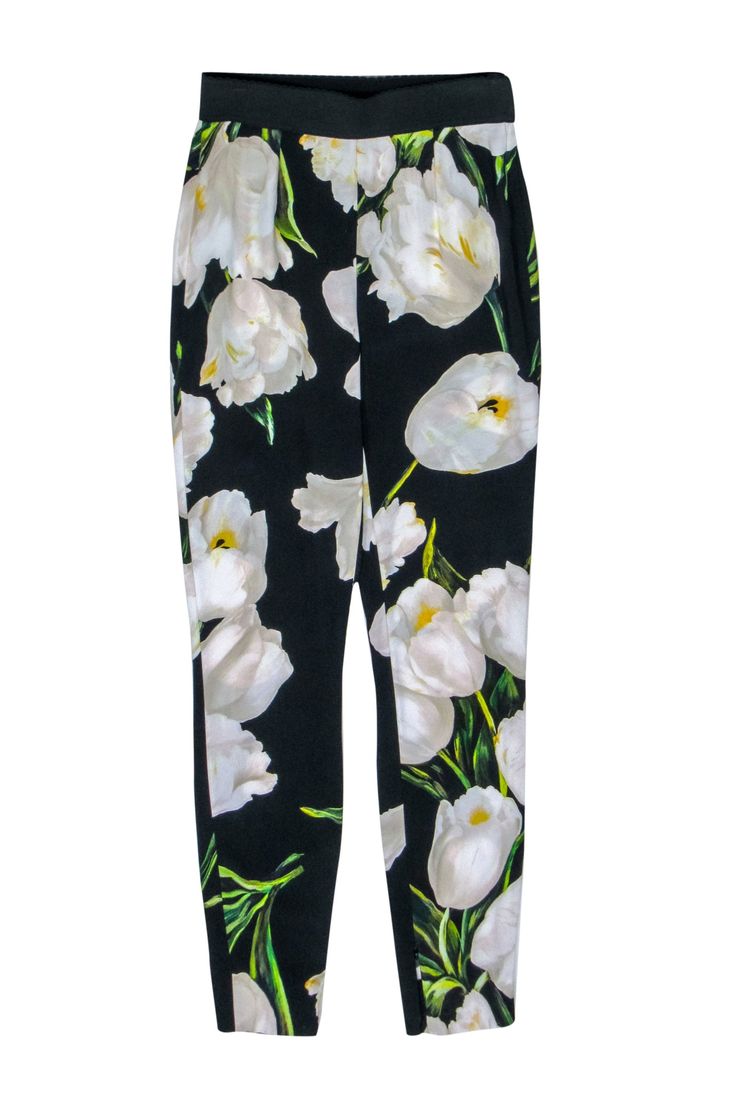 Current Boutique-Dolce & Gabbana - Black & Ivory Floral Skinny Leg Pant Sz 4 Black And White Florals, White Florals, Ciao Bella, Buy Shoes Online, Italian Luxury, Touch Up, Sweater Weather, Costume Design, Scream