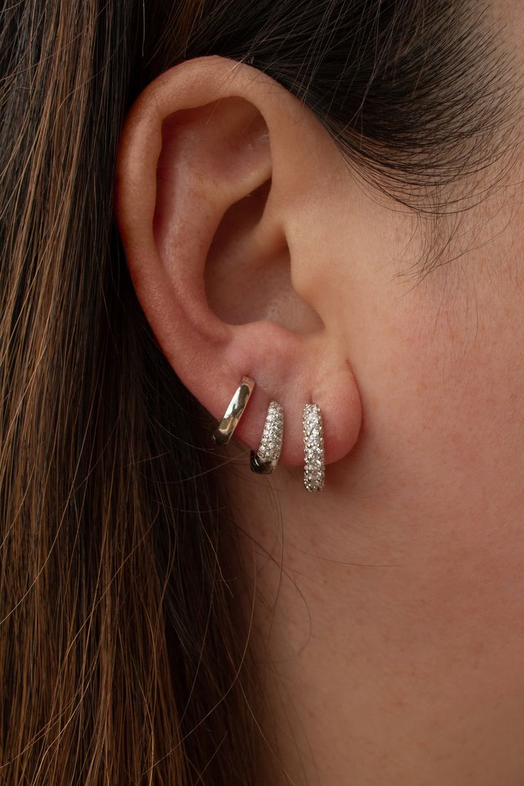 Sterling silver Dimensions12mm Silver Hoop Earrings Stack, Minimalist Jewelry Silver Earrings, Silver Earrings Hoop, Silver Ear Piercing Stack, Silver Earring Stack 3 Holes, Ear Stack Silver, Silver Earrings Stack, Earring Inspo Silver, Earring Stacks Silver