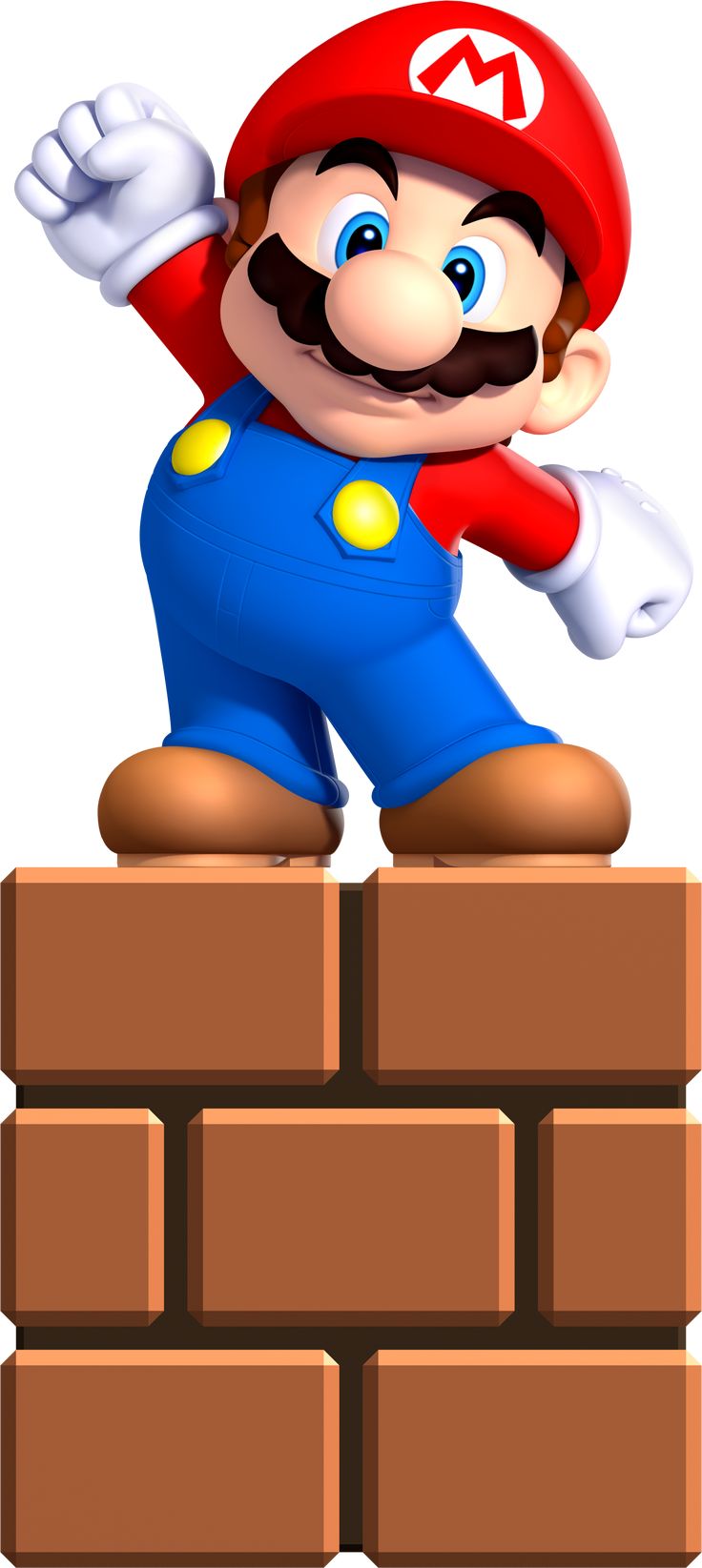 a cartoon mario standing on top of a brick wall