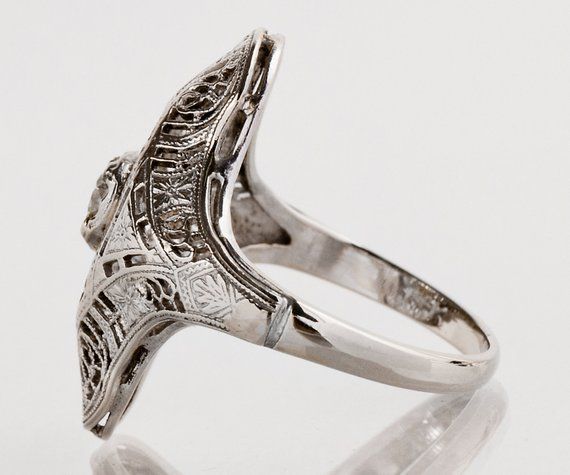 Antique Ring - Antique Edwardian 14K White Gold Diamond Ring Ornate Brilliant Cut Diamond Ring, Heirloom Engraved White Gold Filigree Ring, Victorian Engraved White Gold Diamond Ring, Victorian Style Engraved White Gold Diamond Ring, Formal Diamond Filigree Ring With Engraving, Engraved Victorian Style White Gold Diamond Ring, Formal Engraved Diamond Filigree Ring, Elegant Diamond Filigree Ring With Engraving, Engraved White Gold Victorian Diamond Ring