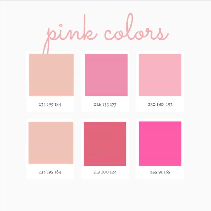 the pink color scheme is shown in different shades