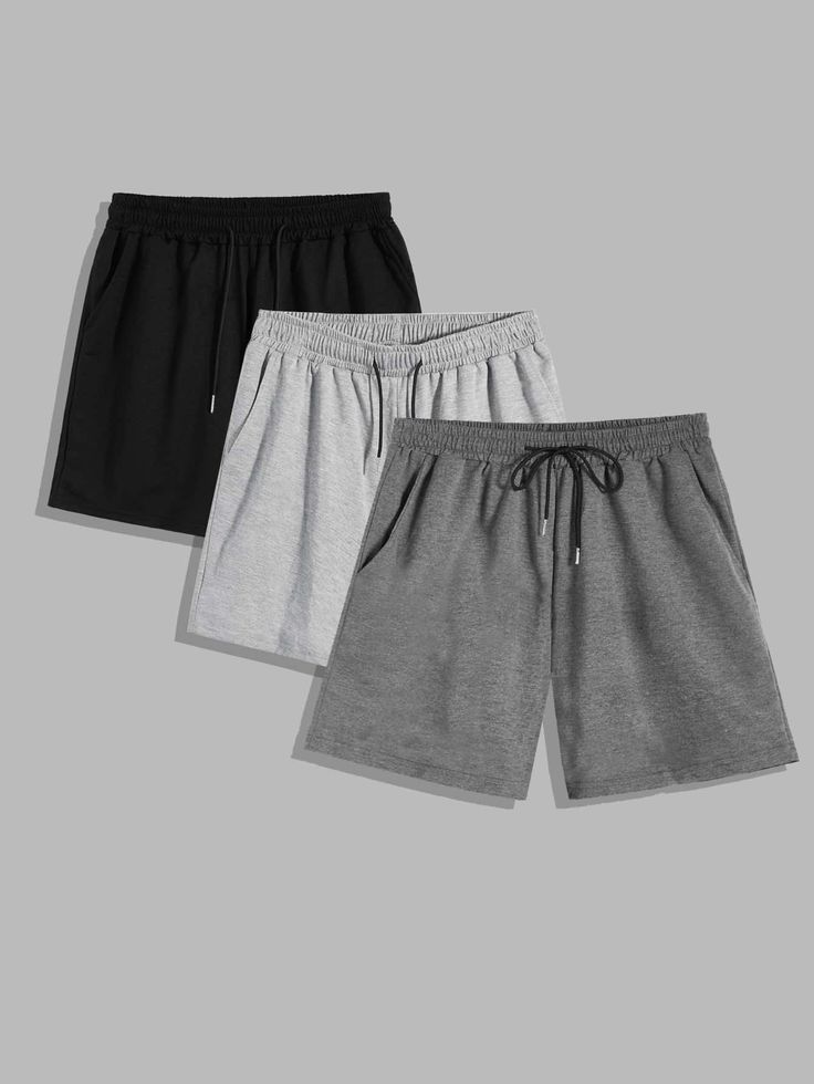 Multicolor Casual   Polyester Colorblock Track Shorts Embellished Slight Stretch Summer Men Bottoms Athletic Shorts Outfit School, Athletic Shorts Outfit, Sweat Shorts Men, Lululemon Outfits, Drawstring Waist Shorts, Plain Shorts, Men Plus Size, Track Shorts, Jogger Shorts