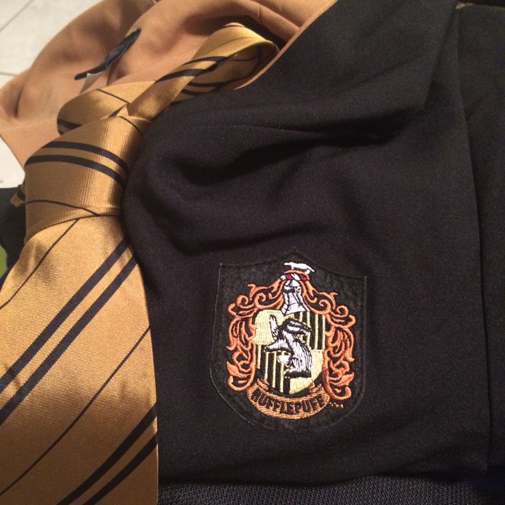 a close up of a tie with a crest on the front and an emblem on the back