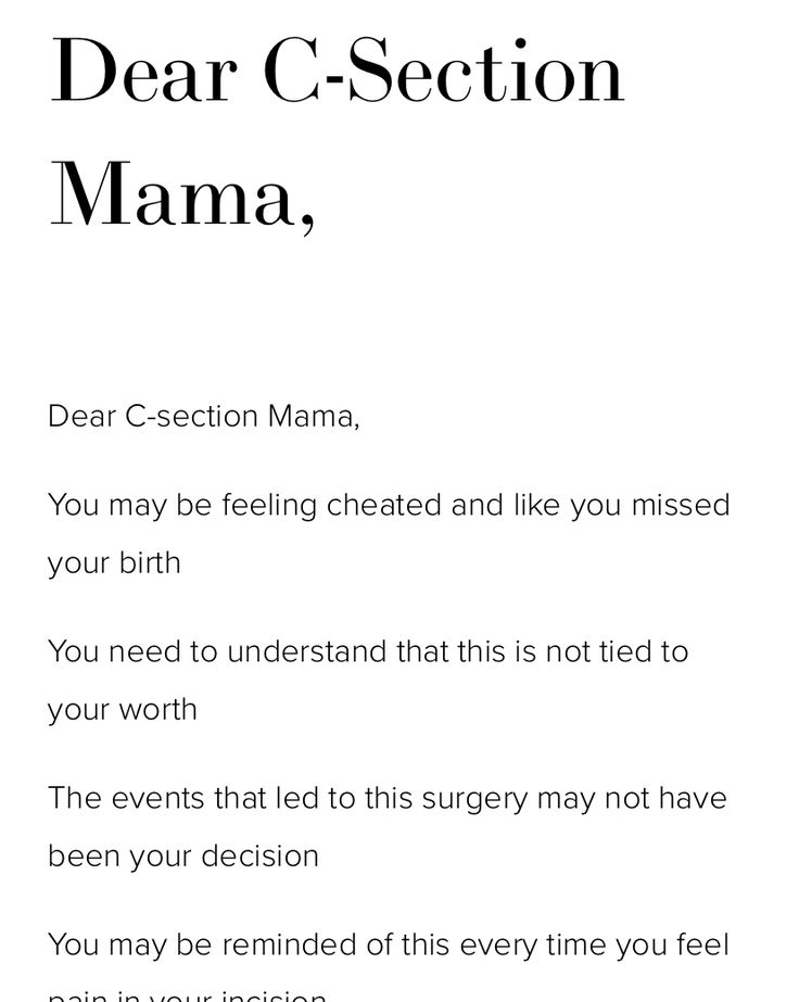 the letter to dear c section mama is in black and white with an orange stripe