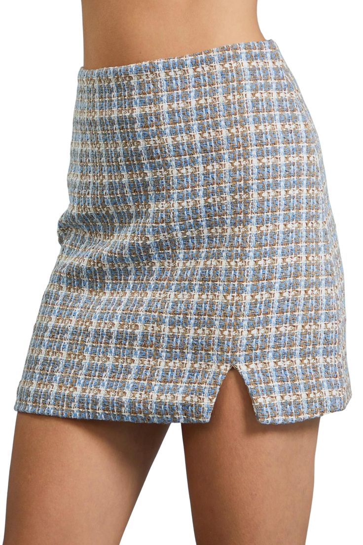 Tweed Mini Skirt: This tweed mini skirt is a timeless classic. Pair it with the matching blazer, The Cher Tweed Blazer to complete the look. Make it your own by french tucking an oversized sweater or a trendy chic bodysuit. This skirt is lined with a back zipper closure and a small front side slit. Sizing does run small in this skirt, sizing up is recommended.Material:Self:• 100% PolyesterLining• 100% PolyesterCare:• Hand wash cold water separately• Color may bleed when washing • Do not bleach• Tweed Mini Skirt, Trendy Chic, Tweed Blazer, Classic Mini, Oversized Sweater, Timeless Classic, Boho Shorts, Cold Water, Mini Skirt