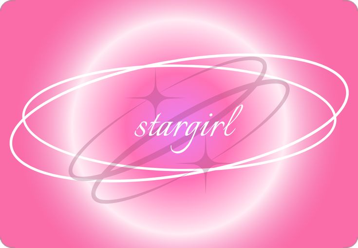 the word stargirl on a pink background with swirls and stars in the center