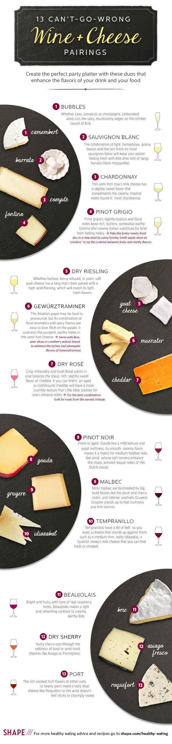 an advertisement with cheeses and wine on it