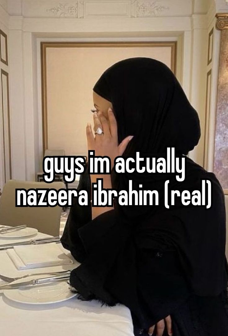 a woman sitting at a table talking on her cell phone with the caption guys i'm actually nazeena brain real