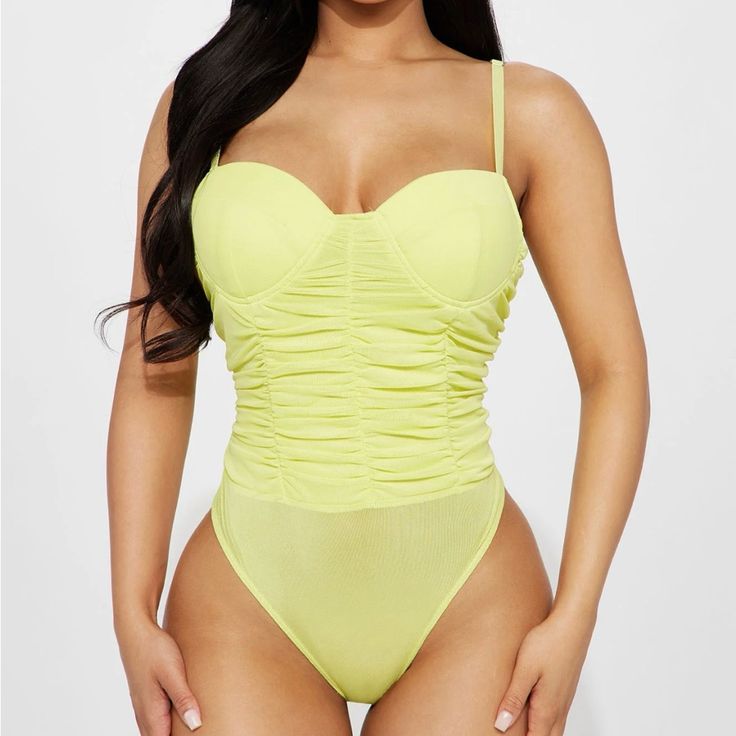 Keep It Spicy Bodysuit - Lime Color Size L (Runs A Little Big) Better Fit If You Have Good Chest Size And Hips 26+ Inches Pictures Taken From The Original Site @Fashionova.Com Credit Given Summer Club Bodysuit With Lined Body, Trendy Nylon Bodysuit For Parties, Party One-piece With Lined Body, Green Nylon Bodysuit With Lined Body, Flirty Sleeveless Bodysuit With Lined Body, Summer Club Bodysuit In Flirty Style, Green Nylon Bodysuit For Party, Green Nylon Party Bodysuit, Spring Bodysuit With Underwire And Lined Body