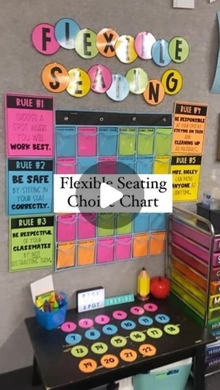 a classroom desk with colorful writing on it and lots of magnets attached to the wall