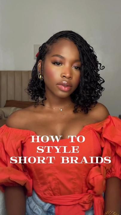 Amy okoli on TikTok Style Short Braids, Hairstyle Black, Bob Braids Hairstyles, 4 Braids, Short Box Braids Hairstyles, Nappy Hair, Short Box Braids, Goddess Braids Hairstyles, Box Braids Hairstyles For Black Women