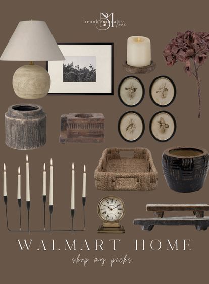 a collage of various items including candles, pictures, and other things on display