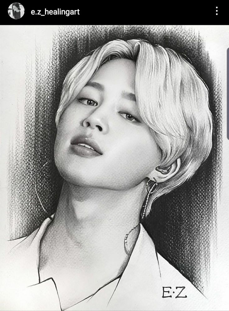 a pencil drawing of a person with blonde hair