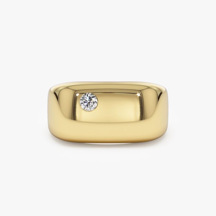 Indulge in sophistication with our Diamond Signet Ring, meticulously crafted from 14K Solid Gold, boasting a bold rectangular design adorned with exquisite diamonds. This statement piece exudes elegance, making it an ideal birthday gift for discerning women. Its substantial yet refined appearance adds a touch of sophistication to any ensemble, suitable for both casual and formal occasions. ▶ Item Details * Made to Order.  * Gold Kt: 14K Solid Gold * Custom Gold Color: Rose Gold, Yellow Gold, White Gold * Band Width: 1.50mm * Round Diamond: 1 pc 2.7 MM * Total CTW: 0.08 * Diamond Color Clarity: G Color SI Clarity * Ready to Ship in 3-10 Business Days ▶ See more of our Diamond Rings - http://etsy.me/2lwKUl8 ▶ See our storefront here - http://etsy.me/2lUcVnH  ▶ All store sections here * Diamo Luxury Square Cut Rings For Promises, Luxury Square Cut Ring For Promise, Gold Square-cut Diamond Ring, Classic Wide Band Ring With Tension Setting For Anniversary, Gold Rectangular Diamond Ring, Gold Rectangular Ring With Single Diamond, Rectangular Gold Diamond Ring, Luxury Gold Diamond Ring With Rectangular Shape, Rectangular Gold Ring With Single Diamond