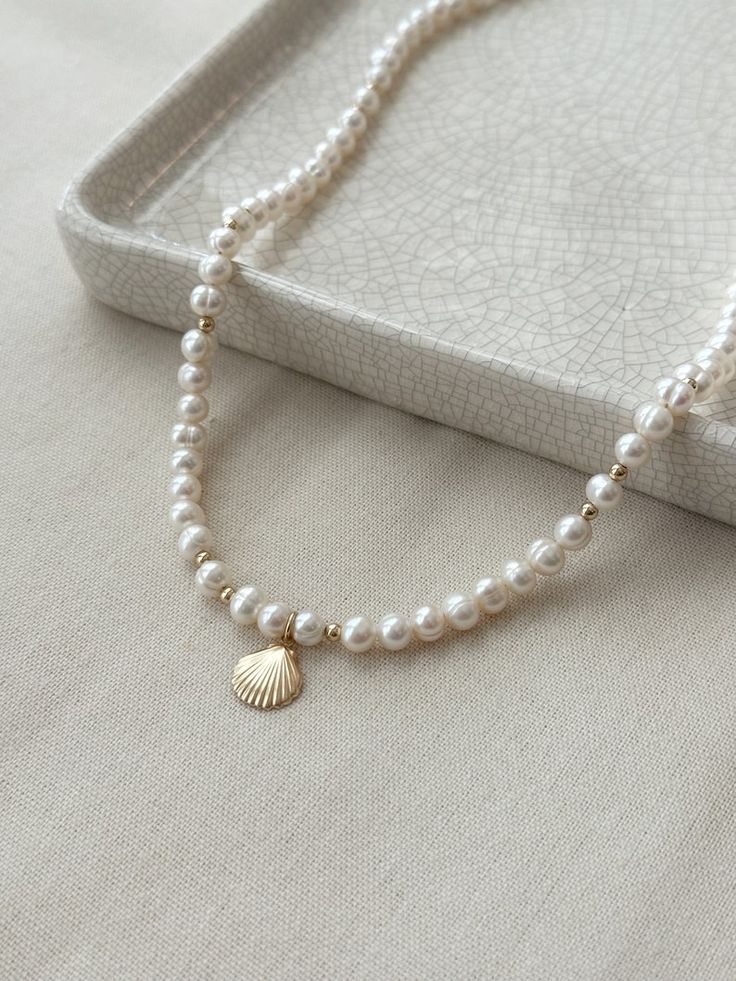 Beaded Pearl Necklace With Sea Shell Charm, Baroque Pearl Necklace, Freshwatet Pearl Shell Charm Necklace, Summer Jewelry, Beachy Necklace - Etsy Beachy Pearl Necklace, Pearl Beach Necklace, Pearl Necklace With Charms, Handmade Jewelry Pearls, Pearl Necklace With Charm, Beaded Necklace With Baroque Pearl And Pearl Charm, Beaded Necklace With Baroque Pearl Charm, Pearl White Baroque Pearl Beaded Necklaces, Pearl White Baroque Pearl Beaded Necklace With Round Beads