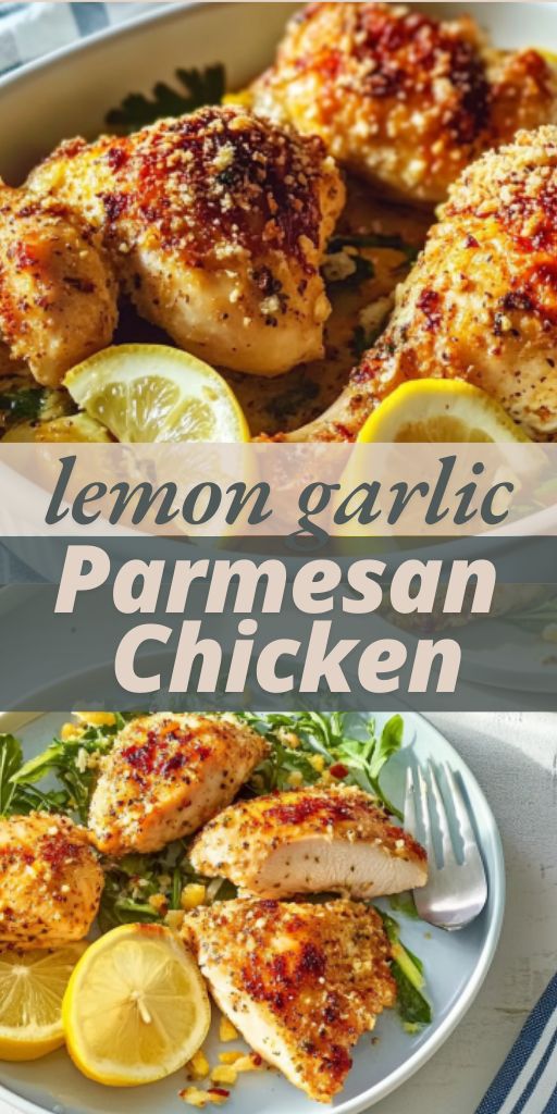 lemon garlic parmesan chicken on a white plate