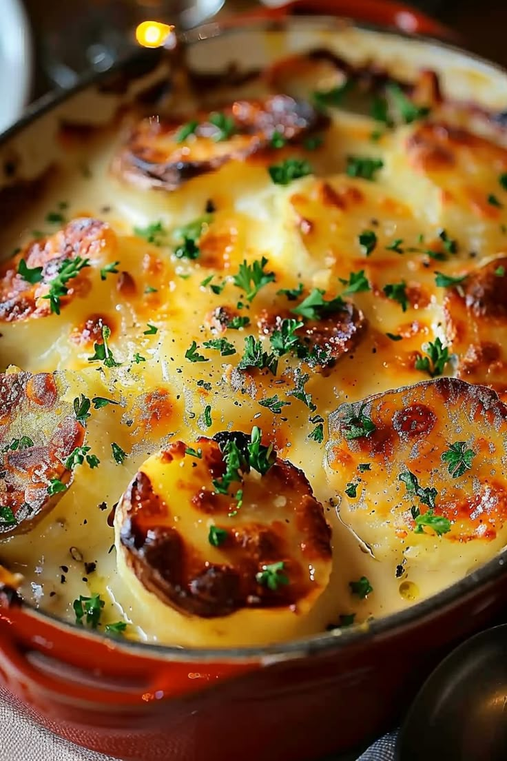 Ruth’s Chris-Inspired Potatoes au Gratin Recipe Interesting Meals, Potatoes Au Gratin Recipe, Rice Ideas, Supper Meals, Vegetable Casseroles, Scalloped Potato, Au Gratin Potato Recipes, Slow Cooker Salisbury Steak, Best Potato Recipes