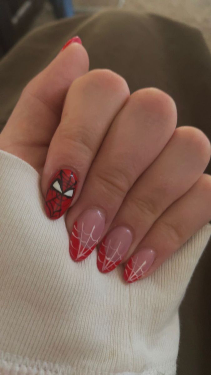 Customize Nails, Monthly Nails, Spiderman Nails, Batman Nails, Multicolored Nails, Short Fake Nails, French Tip Nail Designs, Summery Nails, Cute Acrylic Nail Designs