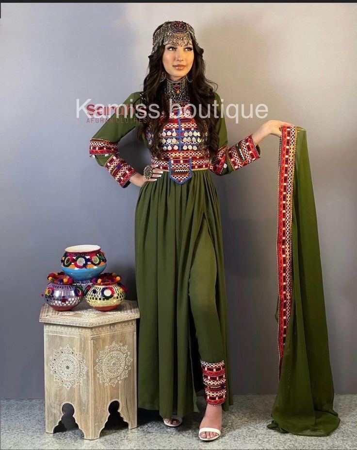 Afghan Traditional Dress - Etsy Canada Green High Low Dress, Afghanistan Flag, Afghan Culture, Afghani Clothes, Afghan Girl, Desi Wear, Afghan Jewelry, Afghan Fashion, Afghan Clothes