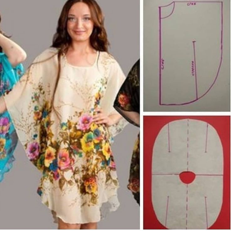 four different pictures of women's clothing and one has a sewing pattern on it