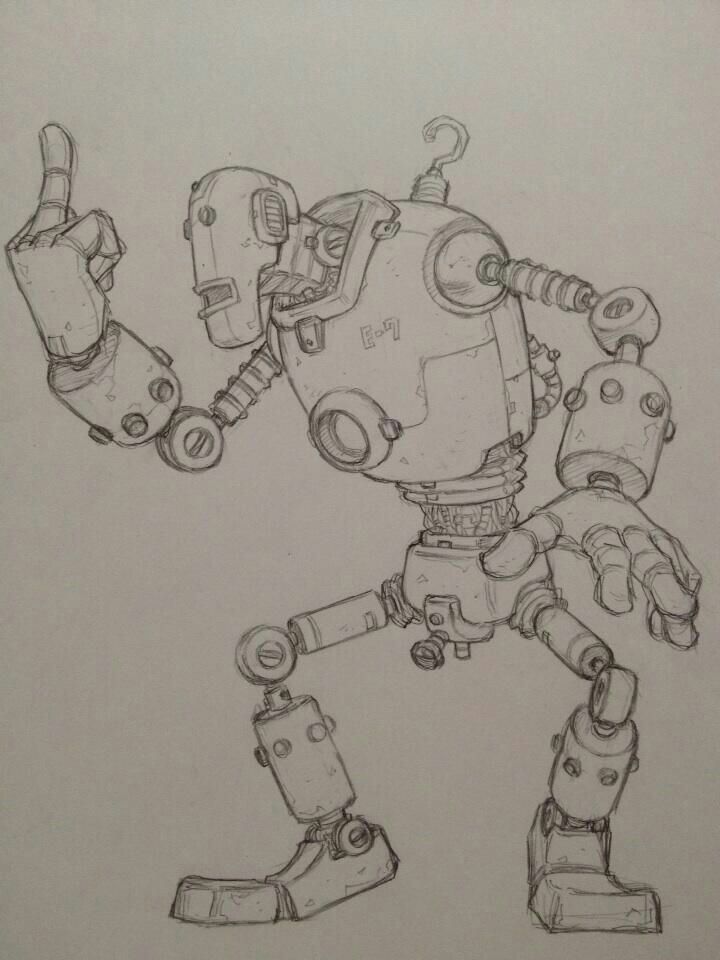 a drawing of a robot that is standing up