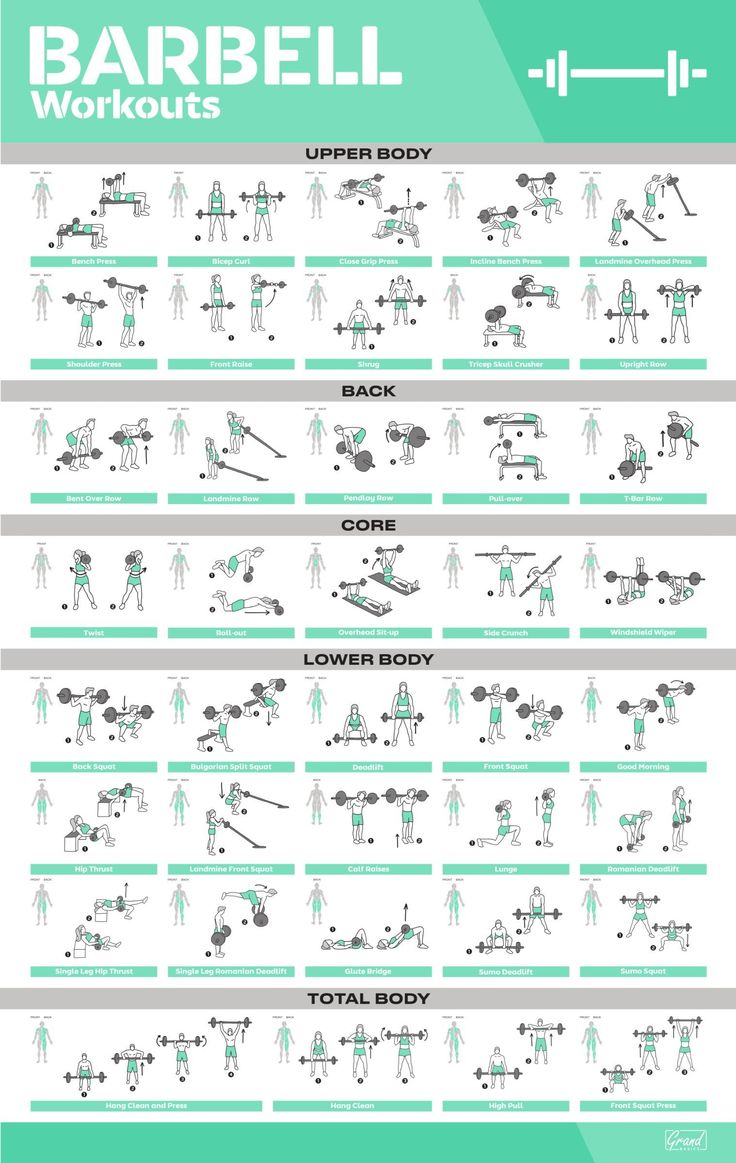 the barbell workout chart shows how to use it