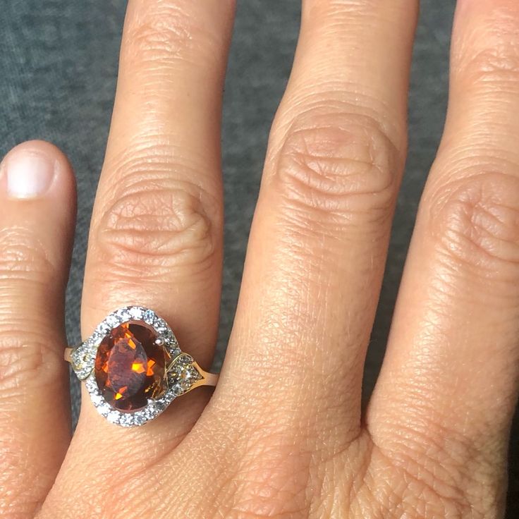 11 X 9 Madeira Citrine 925 Sterling Silver White Zircon Accent Stones Size 7 Citrine Ring, 7 Rings, Ring Color, Zircon Ring, Womens Jewelry Rings, Lady In Red, Citrine, Size 7, 925 Sterling Silver