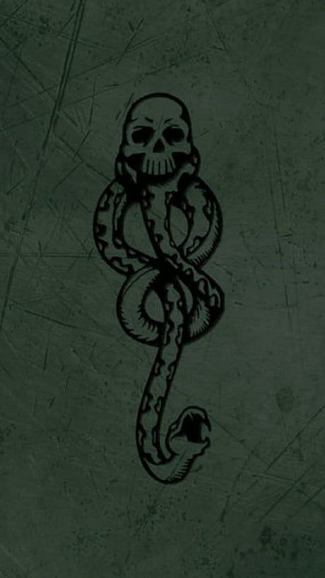 a black and white drawing of a snake with a skull on it