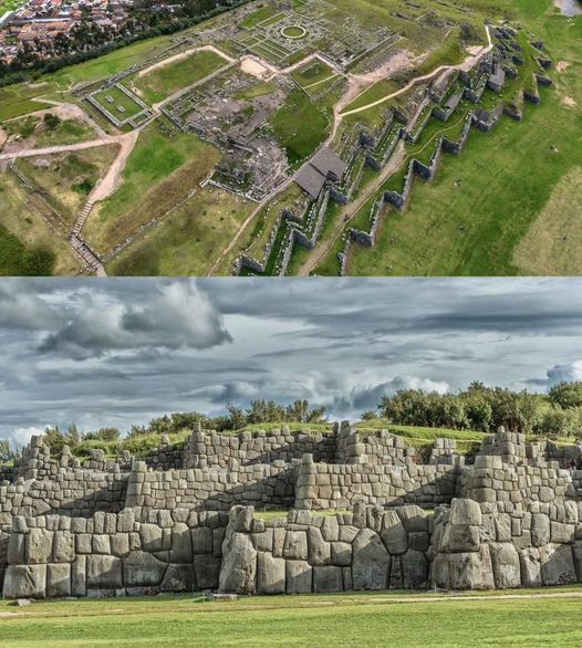 an aerial view of the ancient city and its surrounding area, with two views of it