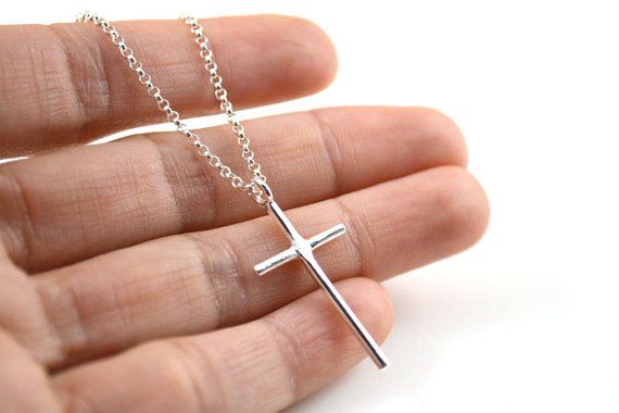 Simple cross pendant necklace. Handmade with thick wire (1.6mm) sterling silver. The cross measured 33mm (1 3/8 inch) x 20mm (3/4 inch), polished to bright shine and set on sturdy sterling silver chain. I can cut the chain at any size you prefer. Great gift for holiday, appropriate for all ages. Everyday Silver Cross Pendant Necklace, Silver Crucifix Cross Necklace For Everyday, Minimalist Silver Cross Necklace, Simple Sterling Silver Cross Pendant Necklace, Everyday Sterling Silver Crucifix Necklace, Simple Sterling Silver Cross Pendant Jewelry, Simple Sterling Silver Cross Pendant, Everyday Sterling Silver Cross Necklace, Minimalist Sterling Silver Cross Pendant Necklace