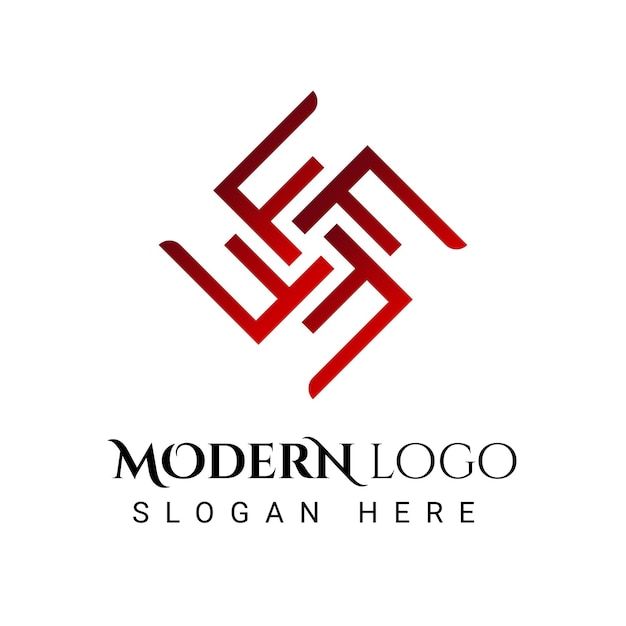 modern logo design with two intersecting lines in red and black colors on a white background