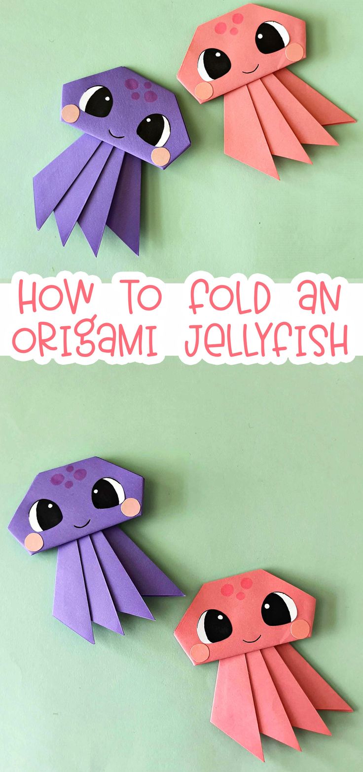 how to fold an origami jellyfish from paper with pictures on the bottom