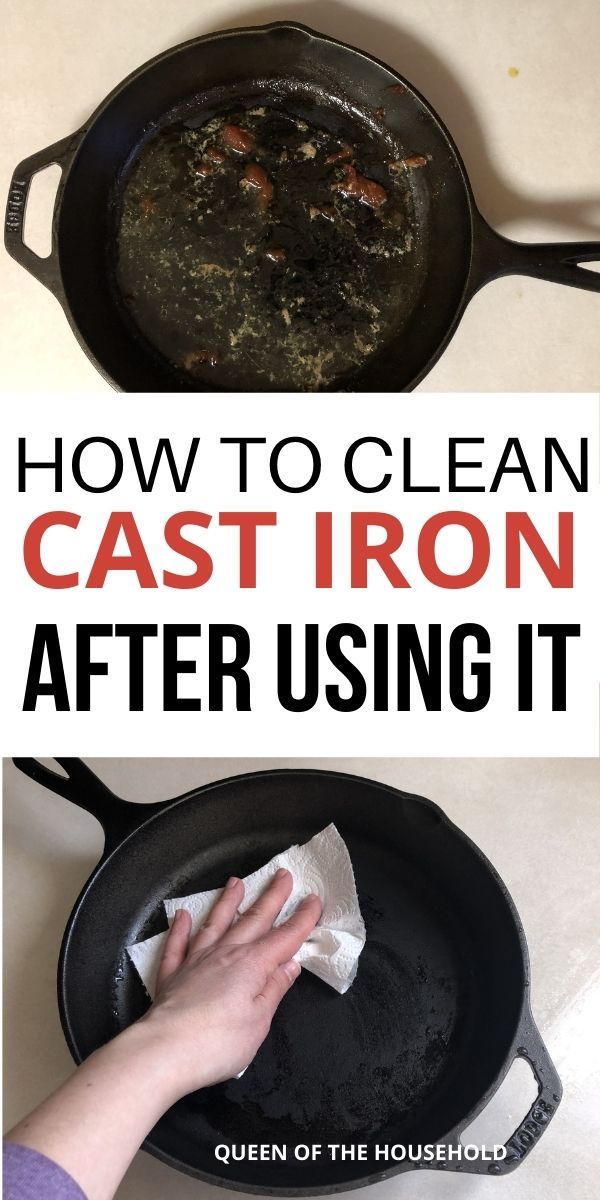 how to clean cast iron after using it in the kitchen and on the stove top