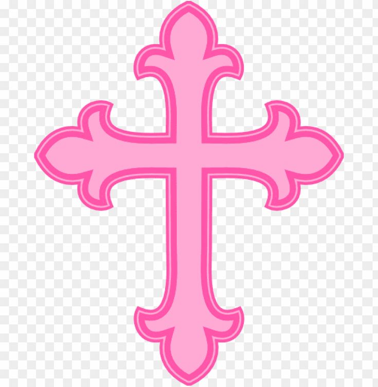 a pink cross with an ornate design on the front and back side, in two different colors