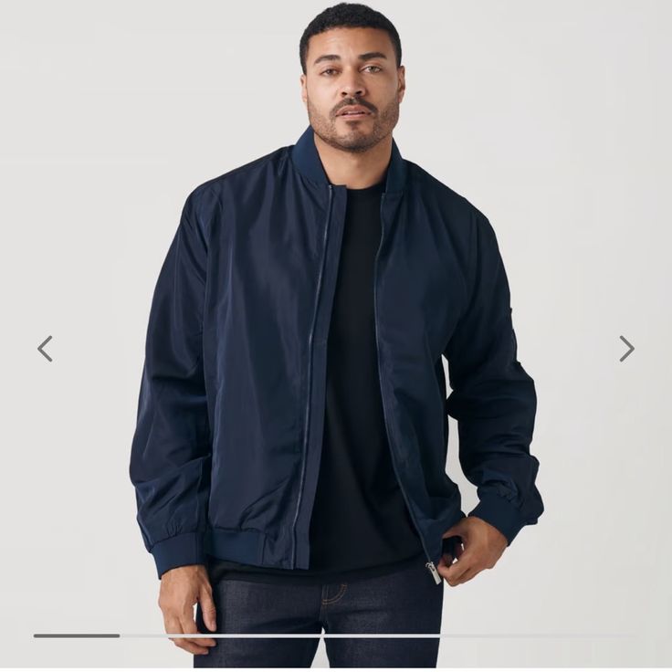 Brand New True Classic Bomber Jacket In Navy Casual Blue Windbreaker With Ribbed Cuffs, Blue Casual Windbreaker With Ribbed Cuffs, Casual Navy Windbreaker For Work, Navy Casual Windbreaker For Fall, Navy Casual Windbreaker For Spring, Casual Navy Windbreaker For Spring, Casual Blue Windbreaker For Work, Casual Navy Outerwear For Spring, Casual Navy Spring Outerwear