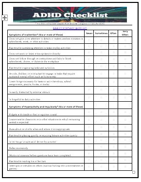 Free Downloadable Symptoms of ADHD Checklist Nurse Educator, Behavior Interventions, Health Psychology, Sight Word Worksheets, Teaching Lessons, Printable Checklist, Toddlers And Preschoolers, Checklist Template, Educational Psychology