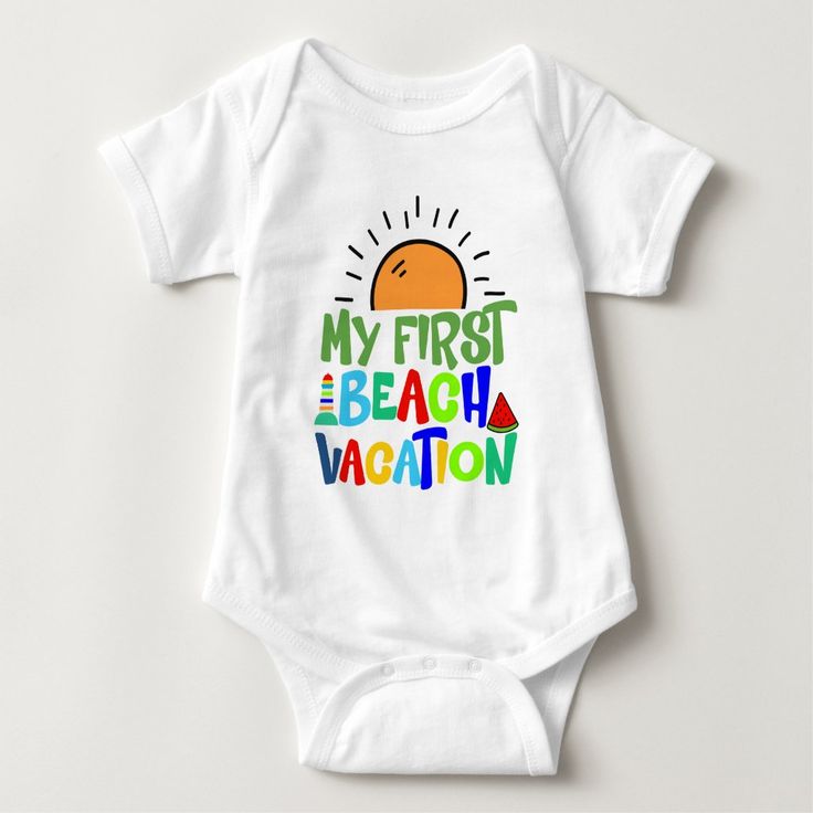 cute unisex first beach vacation Baby Bodysuit, Infant Unisex, Size: 6 Month, White Cute Cotton Swimwear For Vacation, Playful Swimwear For Summer Adventures, Playful White Onesie For Vacation, Playful Cotton Onesie For The Beach, Cute Summer Onesie For Vacation, Cute Summer Vacation Onesie, Cute Cotton Onesie For Vacation, Playful White Bodysuit For The Beach, Playful White Bodysuit For Beach