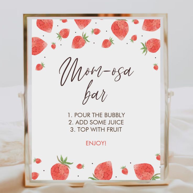 a sign with strawberries on it and the words moon - so bar below it