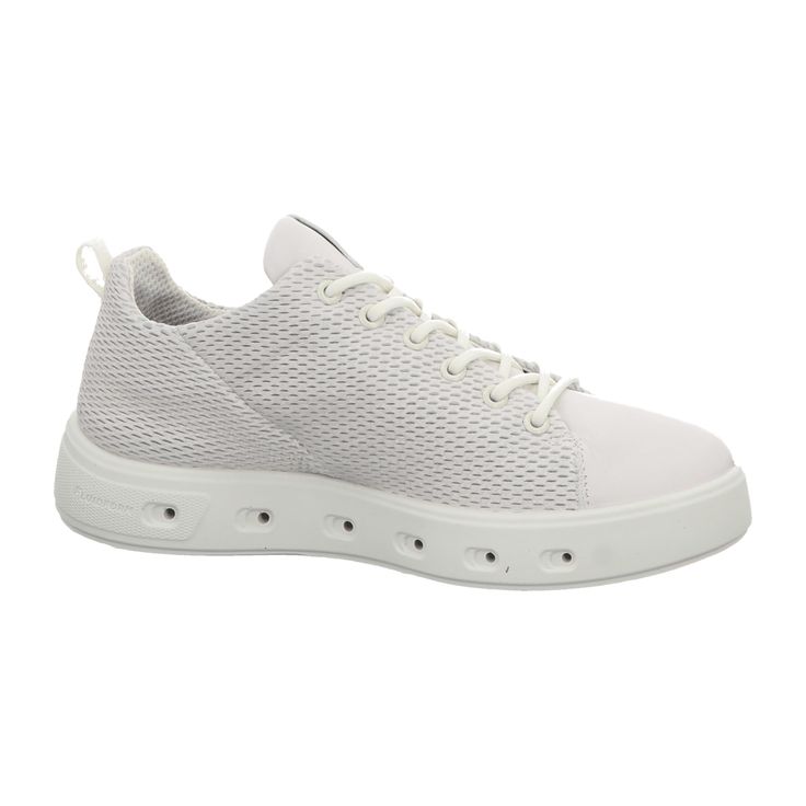 Step into style and comfort with the Ecco STREET 720 W Women's Sneakers. Perfect for young adults, these sleek white sneakers blend fashion and functionality. Crafted from high-quality materials, they ensure durability and support for all-day wear. Whether you're heading to a café or commuting to work, these shoes provide a versatile and chic look that pairs effortlessly with any outfit. Experience the perfect blend of style and practicality with these must-have sneakers! Comfortable White Walking Shoes With Boost Midsole, Sporty White Walking Shoes With Perforations, Modern White Low-top Walking Shoes, Modern White Breathable Walking Shoes, White Slip-on Walking Shoes With Boost Midsole, White High-top Walking Shoes For Light Sports, White High-top Walking Shoes For Casual Sports, White Slip-on Sneakers With Perforations, Comfortable White Walking Shoes For Streetwear