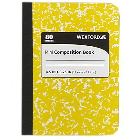 a yellow notebook with white speckles on it