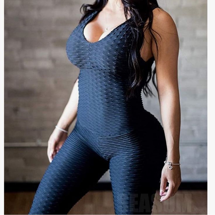 Size L/Xl. Women's Textured Fitted Sleeveless Backless Sexy Slimming Black Sleeveless Workout Jumpsuit, Black Sleeveless Jumpsuit For Workout, Sleeveless Black Jumpsuit For Workout, Sleeveless Sportswear Jumpsuits For Gym, Casual Black Jumpsuits And Rompers For Gym, Fitted Sleeveless Sportswear Jumpsuits And Rompers, Fitted Sleeveless Jumpsuits And Rompers Sportswear, Sleeveless Fitted Sportswear Jumpsuits And Rompers, Black Sleeveless Sports Bodysuit