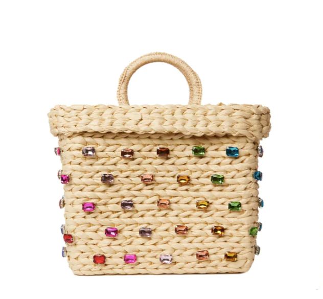 This chic structured handbag is made from woven straw decorated with sparkly crystals. // #handbag #purses #summerbag // purses cute, casual handbags, handbag outfit, handbags, must have handbags, purse accessory, cute purses, purse handbags, organization handbags, handbags for work, handbag ideas, cute handbags, purse styles, handbags and purses, handbag design, best handbags, summer handbags, bridgerton aesthetic, all things summer Elevated Pool, Pool Outfit, Sparkly Crystals, Pool Outfits, Fun Dinner, Structured Handbags, Crystal Vibes, Crystal Aesthetic, Summer Handbags