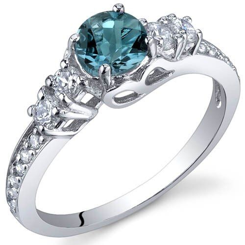 London Blue Topaz Ring Sterling Silver Round 0.5 cts SR9908 Side Blue Topaz Ring Sterling Silver, Jewelry Questions, Heart Promise Rings, London Blue Topaz Ring, Cubic Zirconia Rings, Swiss Blue Topaz, Emerald Engagement Ring, Blue Topaz Ring, London Blue Topaz