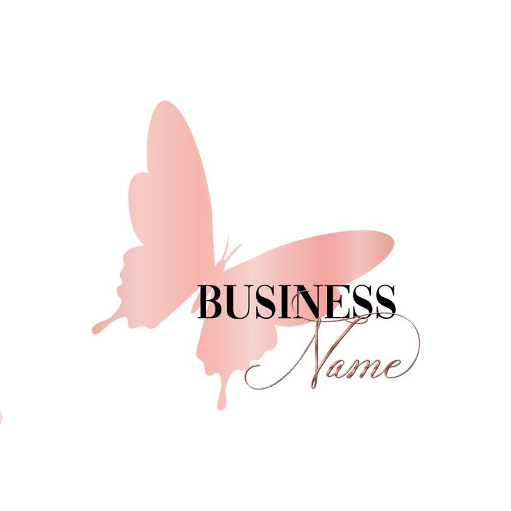 a pink butterfly with the words business name