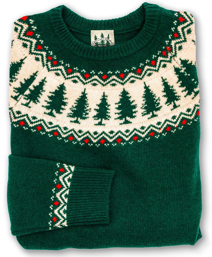 The Northern Pine is an elegant fair isle with beautiful Christmas trees featured prominently on a deep green sweater with red accents. Simple and understated, it's perfect for Holiday celebrations. The Northern Pine Sweater is a pre-order item in sizes XL, XXL and XXXL and ships on or around 10/30. Product Details: Dry Clean Women's Fit Woven Label 80% Wool 20% Nylon blend Imported Merry Chrysler, Kiel James Patrick, Monogram Outfit, Beautiful Christmas Trees, Tree Farm, Woven Label, Holiday Sweater, Woven Labels, Red Accents