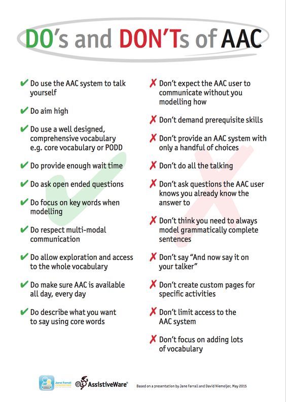 a poster with the words do's and don'ts of aac